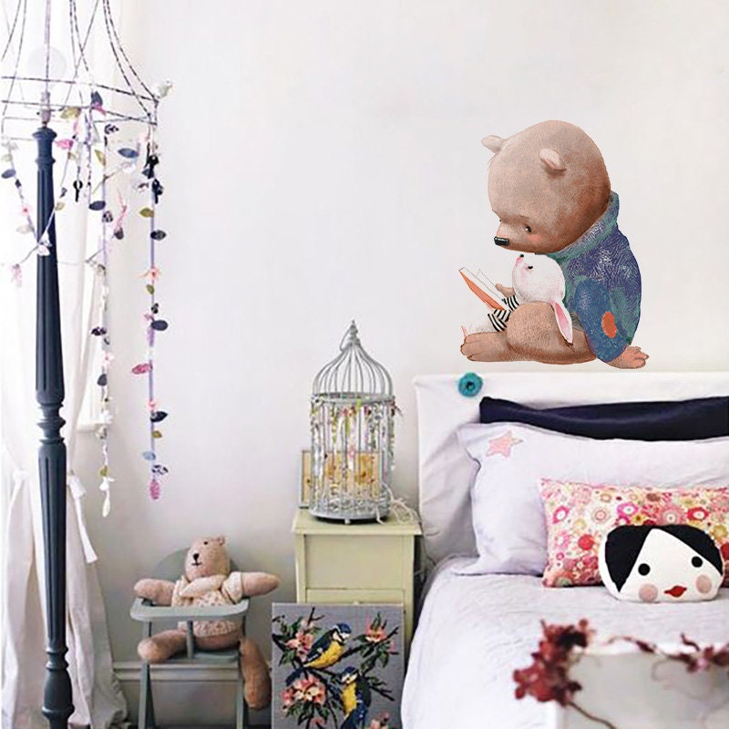 Nursery Animal Wall Decal Bear and Bunny Nursery Sticker Etsy Australia
