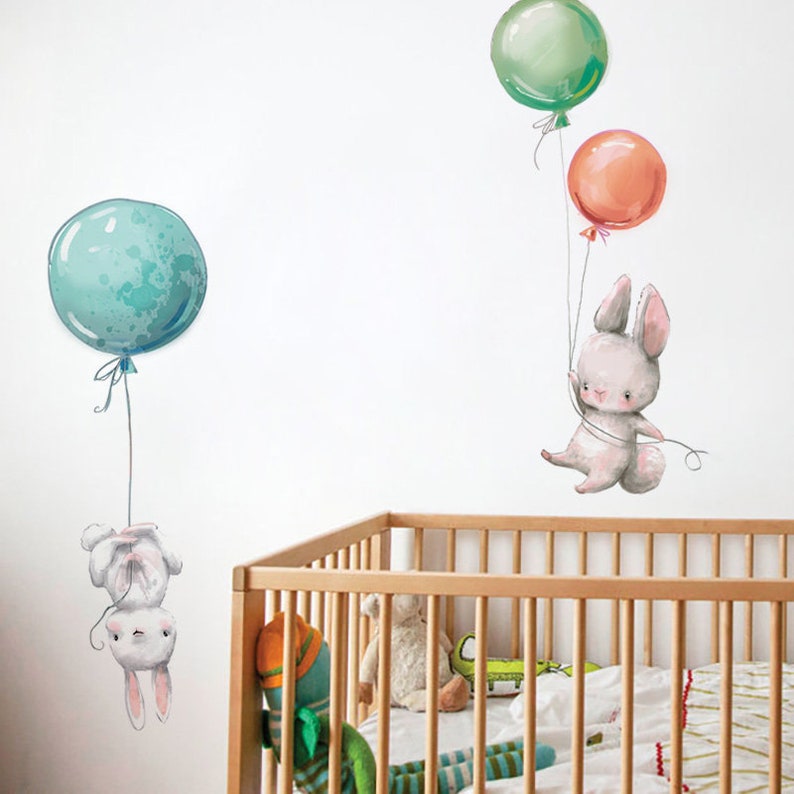 Rabbit Bunny Wall Decals Nursery Bunny Wall Sticker Rabbit Etsy