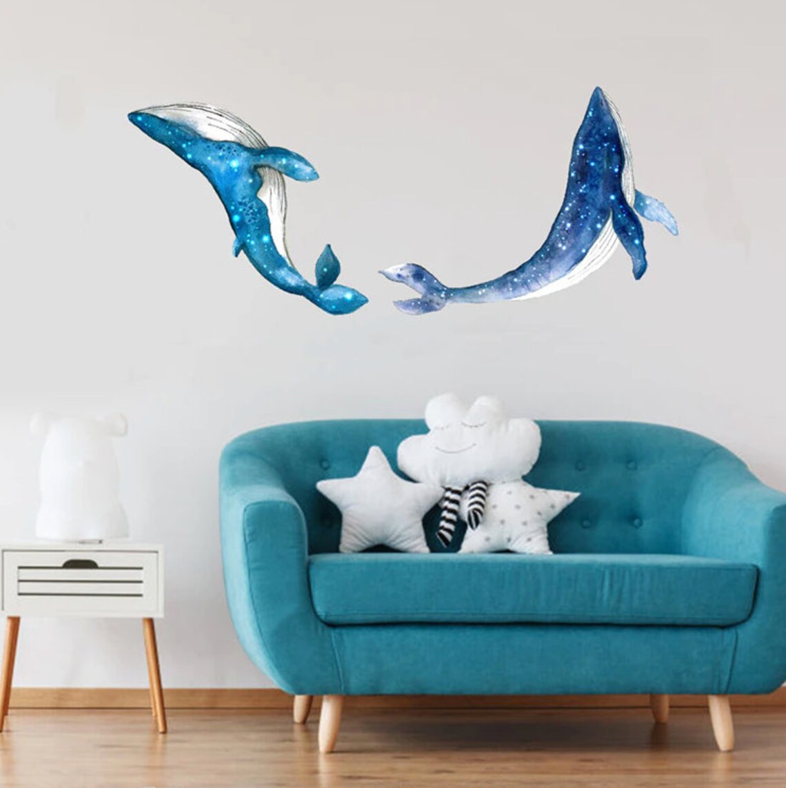 Sparkly Whale Wall Decal Starry Whale Nursery Decal Etsy UK