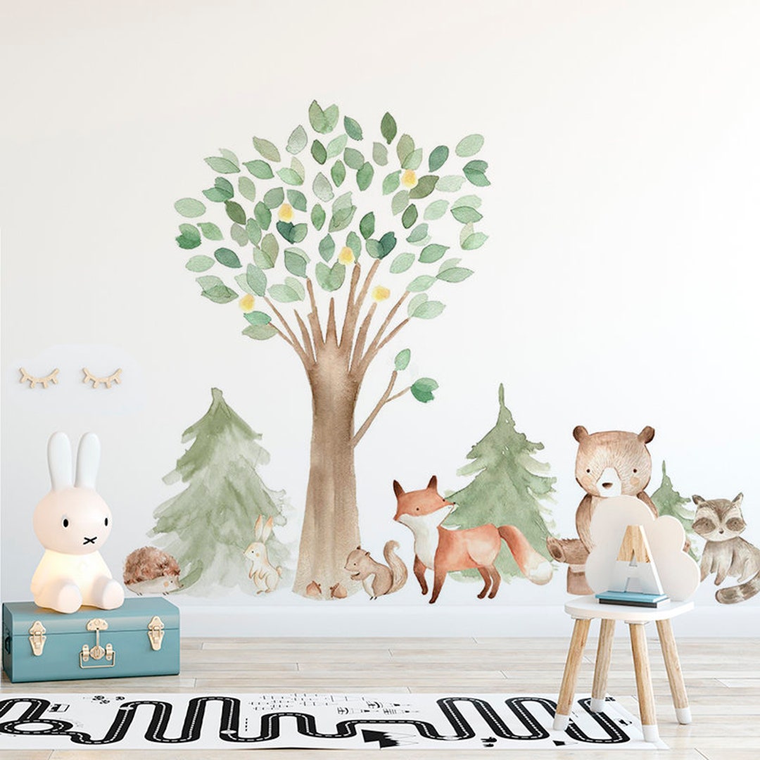 Woodland Animal Nursery Wall Decal Large Woodland Nursery Etsy UK