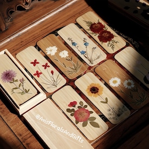Family Birth Flower Bookmark Set • Real Pressed Flower Bamboo Bookmarks • Christmas Gift • Free Tassel • Personalized Family Gift