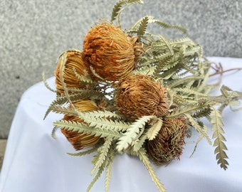 Preserved Natural Banksia Protea Flowers,Dried Flowers, Home Decor, Wedding Flowers, Gifts-5 stems per bundle