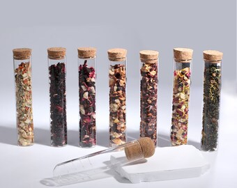 7 crafted herbal tea blends, Natural Loose Leaf Tea, Organic Tea for Sleep, Floral Loose Tea Set, Flower Tea Sampler, Party Favor