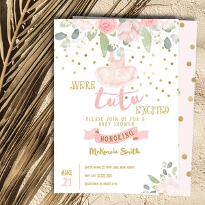 Ballerina Baby Shower Invitation Template Tutu Excited Baby Shower Invitation Floral Baby Shower Invitation Baby Shower For a Girl image 2