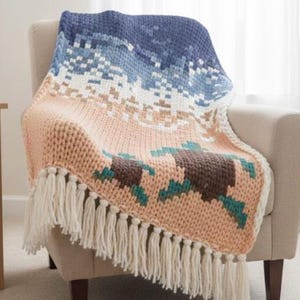 Turtles Beach Chunky Knit Blanket Pattern, Finger Knit PDF, Instant Download