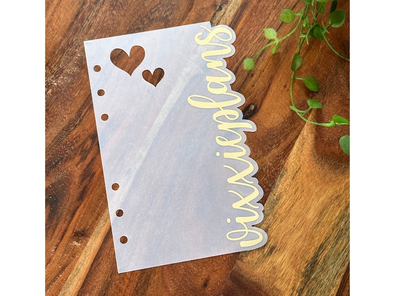Elegant Custom Word Vellum Dashboards With Heart Cutout for Planners