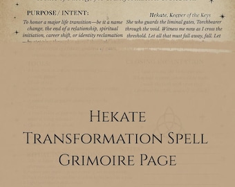 Hekate Transformationszauber | Transformationsritual | Rite of Passage Printable | Grimoire Seite | Hexerei Digital Download