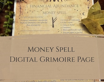 Financial Abundance Money Spell | Prosperity Ritual Printable | Grimoire Page for Wealth | Witchcraft Digital Download | BOS Spell Sheet