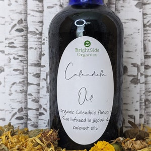 Organic Calendula Oil | Sun infused Calendula flowers in jojoba & coconut oil | Organic Calendula Solar Infused Oil with Jojoba Oil