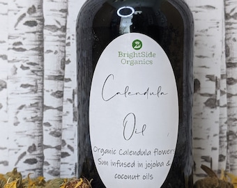 Organic Calendula Oil | Sun infused Calendula flowers in jojoba & coconut oil | Organic Calendula Solar Infused Oil with Jojoba Oil