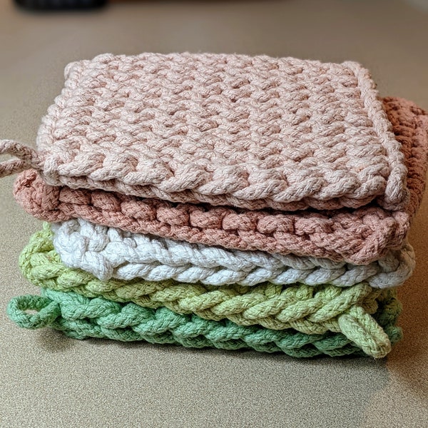 8"x8" Crocheted Pot Holder/Trivet | Cotton Crocheted Pot Holder | Cozy Boho Kitchen Decor | Crocheted Cotton Warming plate