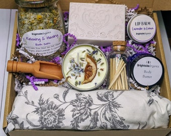 Spa Gift Box | Relaxing Lavender Gift set | Self Care Kit | Relaxation Gift Box | Gift for Her | Lavender Pamper Hamper