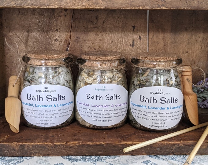 Organic Bath Salt Set with Herbs | Healing Bath Salt with herbs | Relaxing Bath Salts Gift Set | Detox Bath Salts | Healing Bath Salts