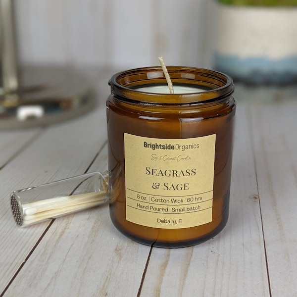 Seagrass and Sage Candle | Sage Candle | Jar Candle | Ocean Candle | Soy Candles | Amber Candle | Candles for Women