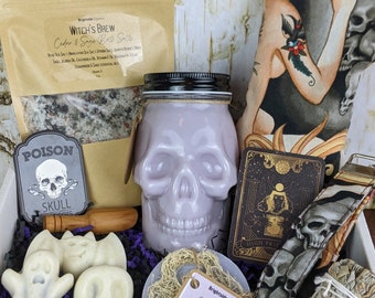 Goth Girl Gift | Skull Candle Gift Box | Halloween Pamper Hamper | Alexander Henry Las Elegantes | Spooky Spa box