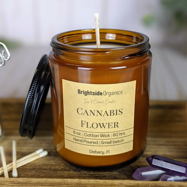 Cannabis Flower Candle | Weed Scented Candle | Funny Pothead Gift | Marijuana Scented Candle