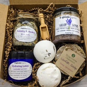 Spa Gift Set | Relaxing Lavender Gift Box | Self Care Kit | Relaxation Gift Box | Gift for Her