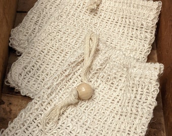 Natural Sisal Soap Saver Bag, Plastic Free Exfoliant, Zero Waste Soap Saver bag, Biodegradable soap