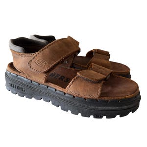 Skechers Jammers Platform Sandals Mens 13 Brown Leather Chunky Sole Vintage Y2K Skechers jammers sandals - Gem main image 4