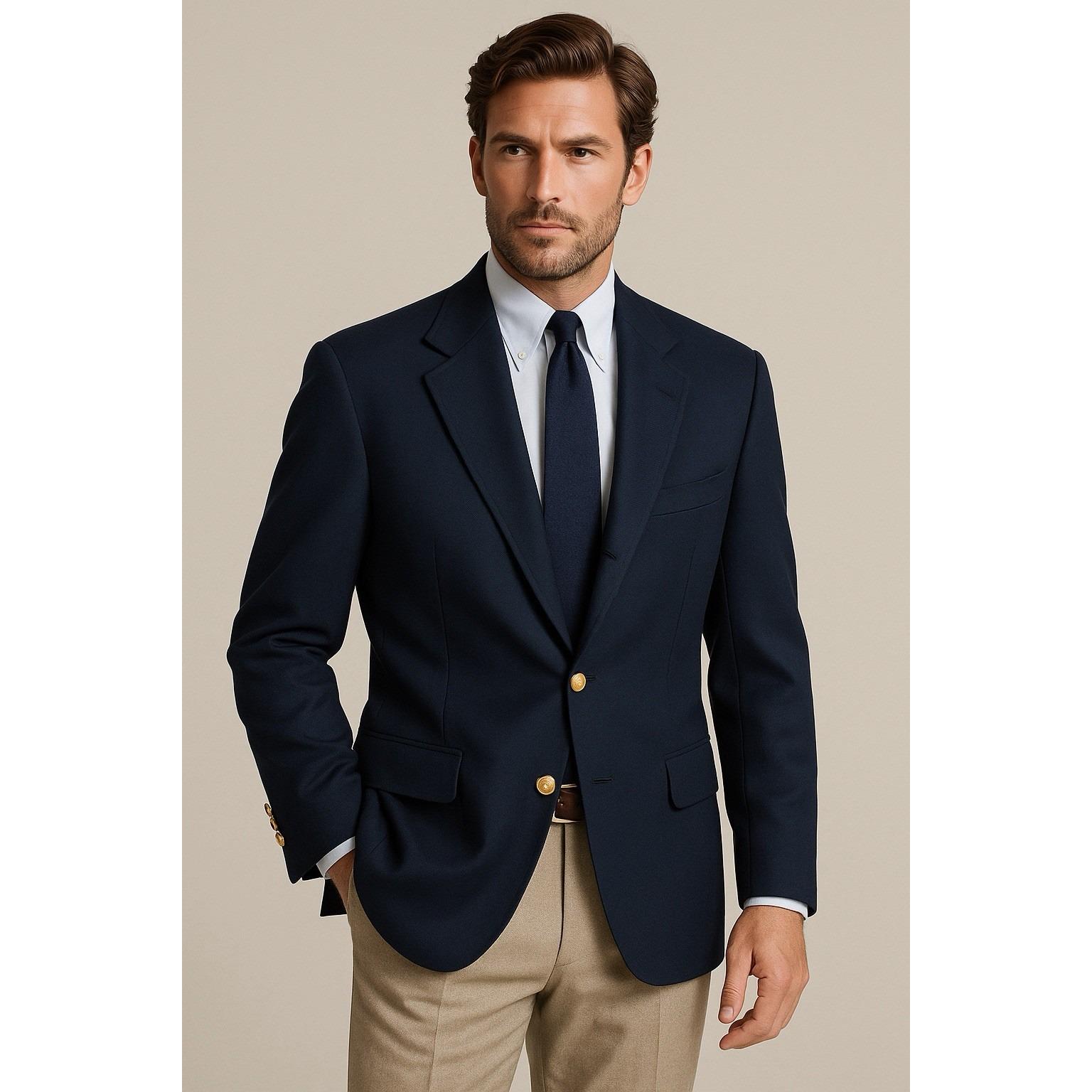 Vintage Andhurst Men's Navy Blazer Gold Buttons Made in USA Size