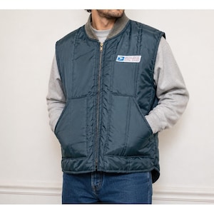 Chaleco térmico vintage para cartero del USPS, talla L, de nailon, fabricado en EE. UU., uniforme de Gorpcore.