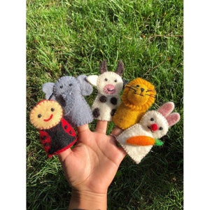 Set of wool felt animal finger puppet | Finger puppet set | Handmade toys for children | Quiet Toys