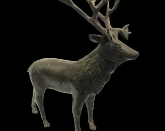 鹿の置物、4.8インチの金色の角を持つ鹿の像、接着ブロンズ製