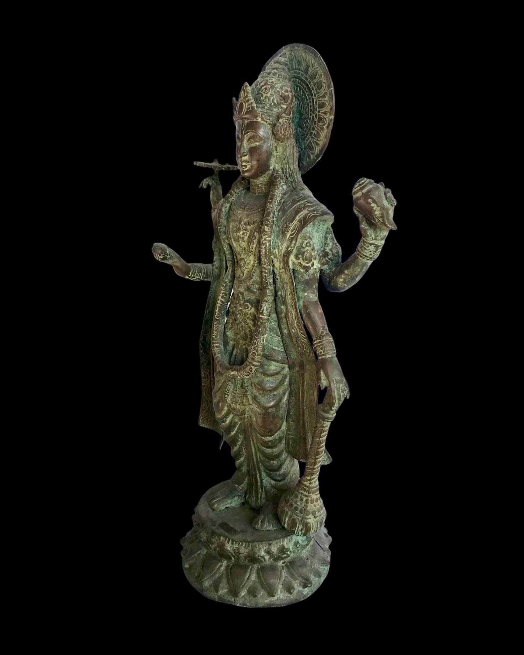 Bronze Lord Vishnu, Four Hands God, Vishnu Sculpture, Hinduism God ...
