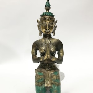Bronze Thai Buddha, Buddha-Skulptur, antike Buddha-Statue, spirituelles Geschenk, Geburtstagsgeschenk, Weihnachtsgeschenk
