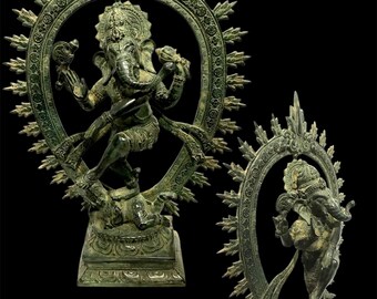 18インチ ガネーシャ ブロンズ像、ヒンズー教の神、象の神、ガネーシャ