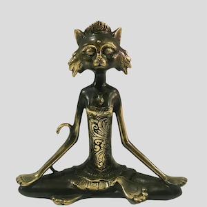 Bronze Cat Statue, Maditation cat Sculpture, Unique Animal, Animal Figurine, Birthday Gift, Valentine Day, Gift