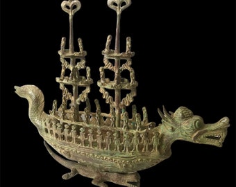 Estatua Del Barco De Bronce, Escultura Del Barco Dragón, Decoración De Oficina, Regalo Para Él, Padre, Fecha De Nacimiento, Regalo De Navidad, Barco Clásico, Estatua De Barco Antiguo