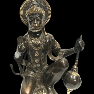 Estátua de bronze de Hanuman, Hanuman de bronze, rei dos macacos, história do Ramayana, escultura de Hanuman, presente espiritual, item raro, presente de Natal
