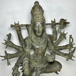 23.2 INCH Bronze Lord Sivha Dancing, Ten Armed Shiva, Hindu God, Shiva Sculpture, Bronze Statue, Large Shiva Nataraja Statue, Lord Shiva