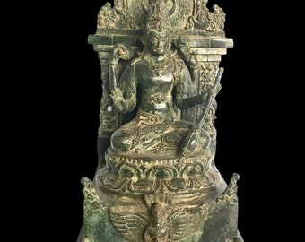Vishnu Bronze statue, Lord Vishnu on Throne, Hindu God, Vishnu Sculpture, Bronze Sculpture, Antique Bronze Vishnu astatue, Rare Item, Gift