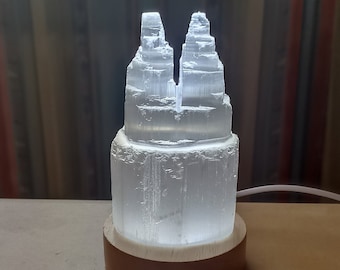 Torre dupla em Selenite, ideal para iluminação, sem base de luz