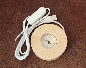 Base de madera LED, base de luz ideal para iluminar objetos de selenita, piedras preciosas transparentes, etc.