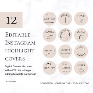 Editable Minimalist Highlight Covers for Instagram, IG Highlight Covers, Neutral Instagram Story Icons, Instagram Story Highlight Covers
