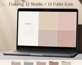 2026 Minimalist Desktop Calendar Wallpaper: Neutral Calendar Computer Background (Digital Download)