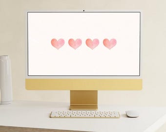 Fondo de pantalla rosa para computadora, fondo femenino para laptop, fondo de pantalla de San Valentín, fondo de pantalla con corazones (descarga digital)