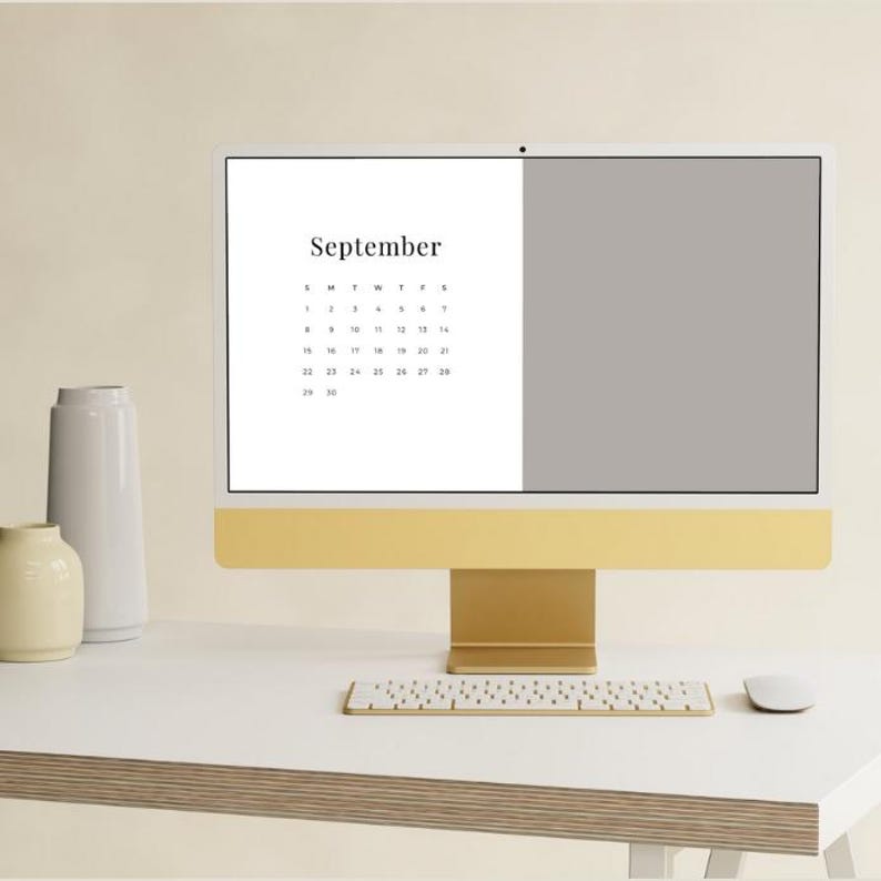 2026 Minimalist Desktop Calendar Wallpaper: Neutral Calendar Computer ...