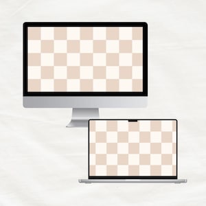 Neutral Desktop Wallpaper, Minimalist Desktop Background, Checker Pattern Wallpaper for Laptop and Computer (Digital Download)