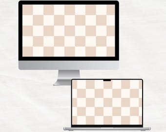 Neutral Desktop Wallpaper, Minimalist Desktop Background, Checker Pattern Wallpaper for Laptop and Computer (Digital Download)
