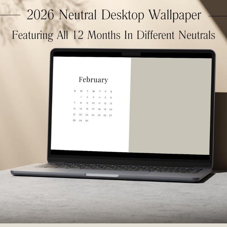 2026 Minimalist Desktop Calendar Wallpaper: Neutral Calendar Computer ...