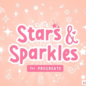 Sellos de estrellas procreadas - Destellos lindos procreados - Sellos de garabatos procreados - Pinceles de sellos de garabatos - Estrellas centelleantes - Sellos brillantes