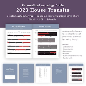 Guía astrológica personalizada 2023 / Basado en tu carta natal / Tránsitos de la casa / Retrógrados / Eclipses / Lunas llenas