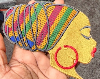 Black African Queen Iron-on Patch | Embroidered Applique