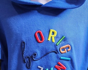 3D Puff Embroidered Hoodie | "Be Original" Kids Fleece Hoodie