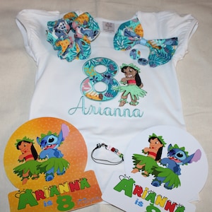 Camiseta de cumpleaños de Lilo & Stitch, regalo personalizado bordado imagen 3