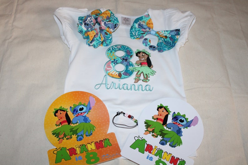 Camiseta de cumpleaños de Lilo & Stitch, regalo personalizado bordado imagen 3